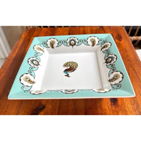 NWT Vera Bradley Peacock Dish My Home Andrea Sadek Turquoise Square - Picture 8 of 12